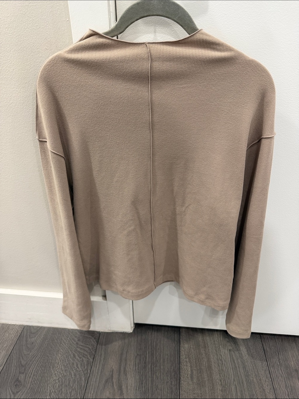 NWT Active USA Taupe Crewneck Long Sleeve Ribbed Top